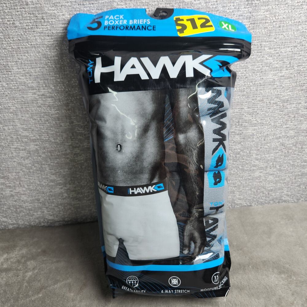 Tony Hawk Mens Performance Boxer Briefs 5 Pack Size X-Large